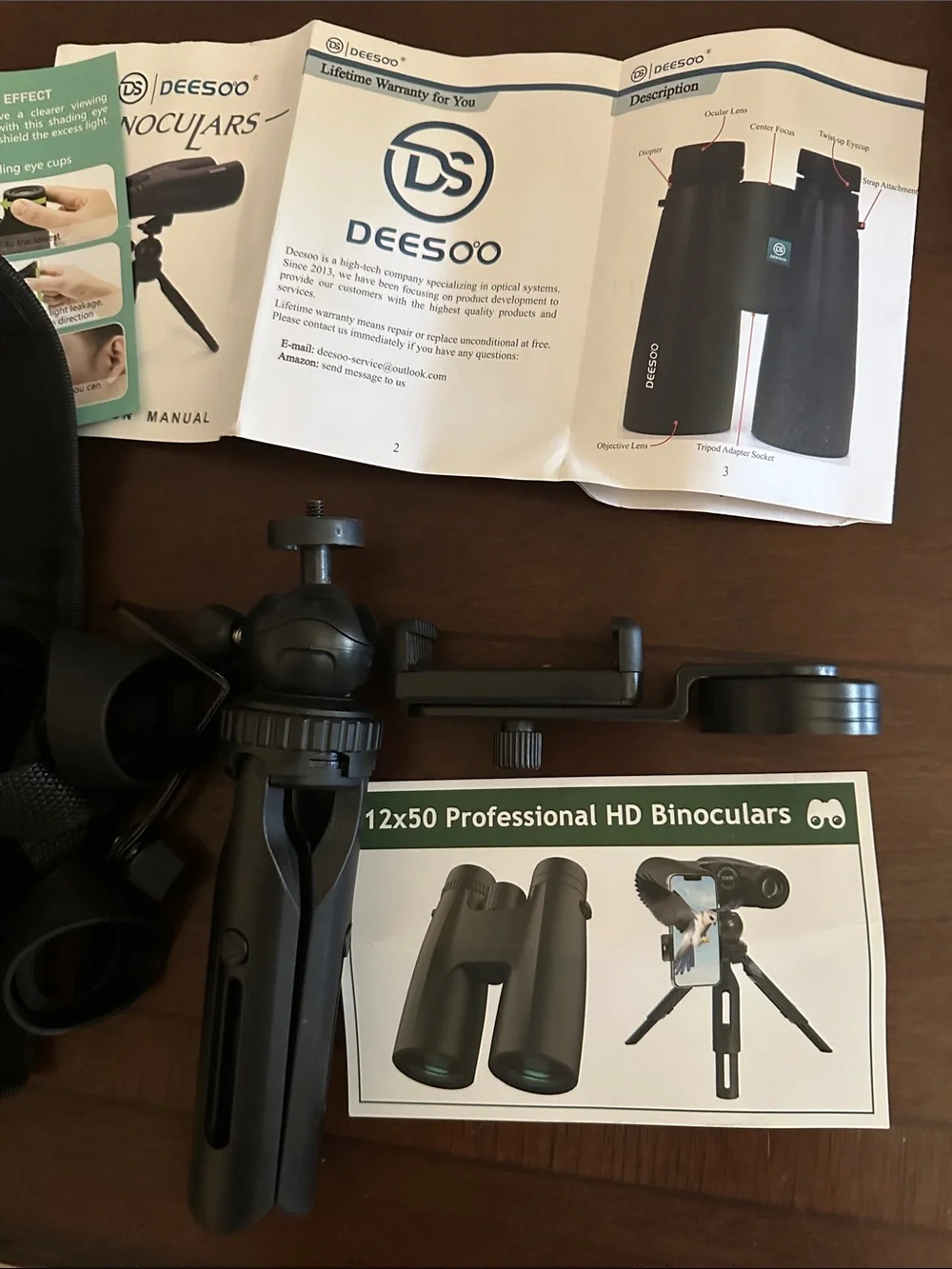 Deesoo 12x50 Black Binoculars for Adults - High-Contrast Optics